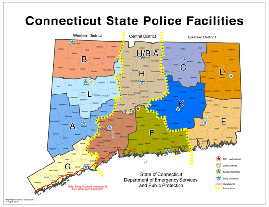 CSP Districts and Troop Locations Map