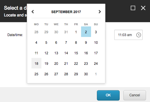 Calendar Picker dialogue box