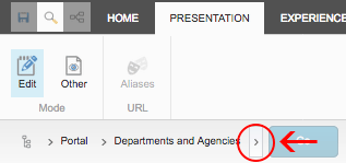 Experience Editor Ribbon View tab with Navigation Bar