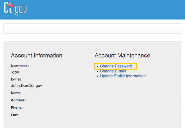 Change Password Dashboard Screen