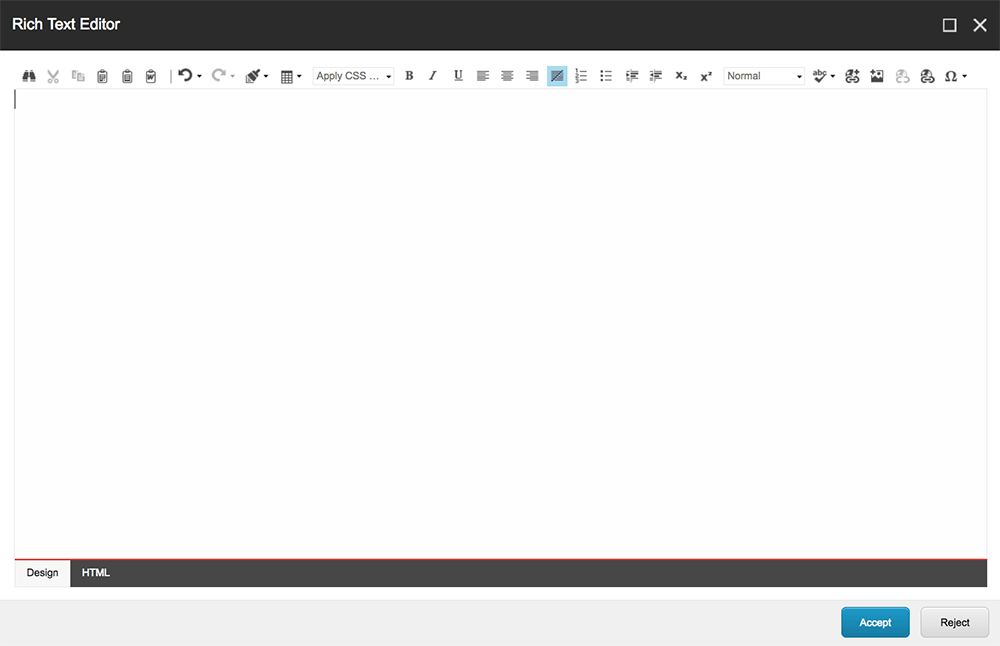 Text Editor screen