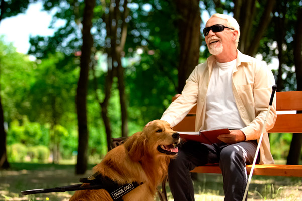 Older man with service dog