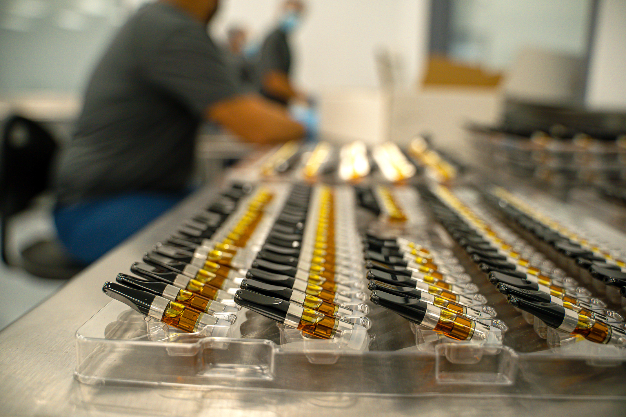 Vials of cannabis liquid on a table