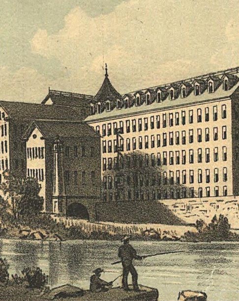 Vignette of the Willimantic River from the 1882 View