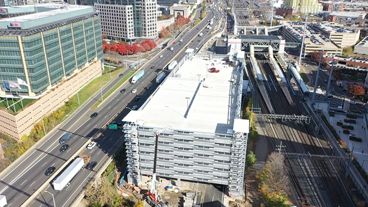 Aerial View of New Garage Looking East (December 2023) Aerial View of New Garage Looking East (December 2023)
