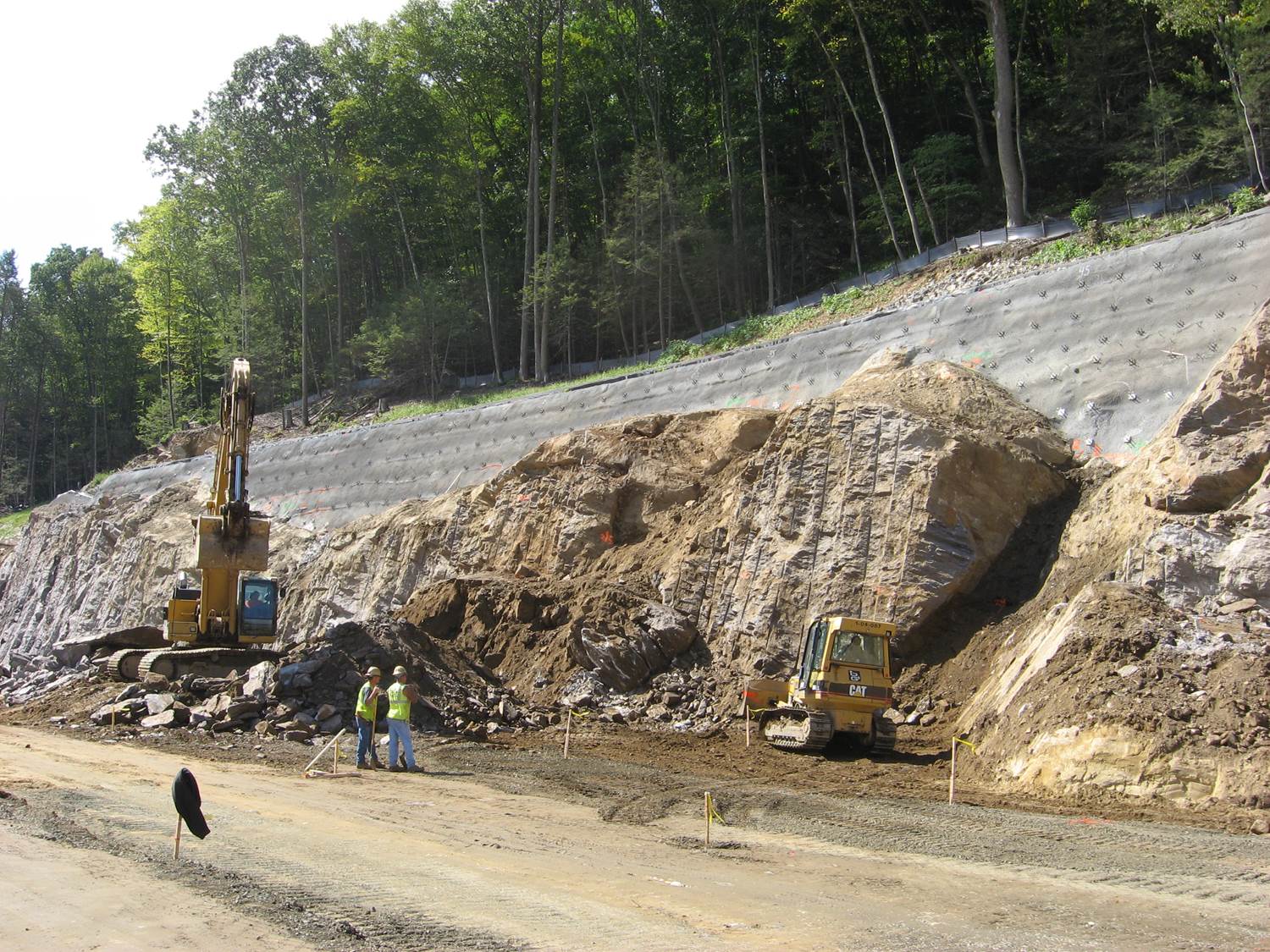 Retaining wall under construction