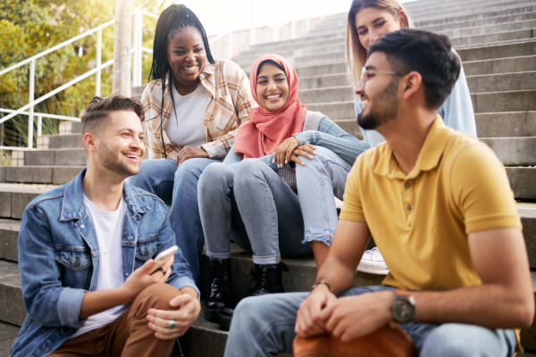 Diverse students talking