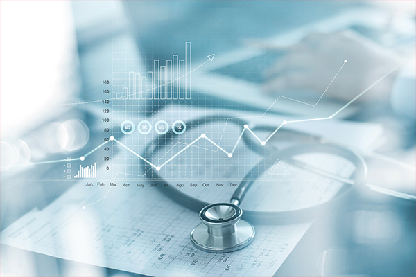 Stethoscope and medical charts.