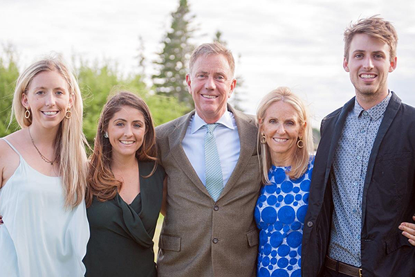 Governor Ned Lamont with First Lady Annie Lamont and their three children.