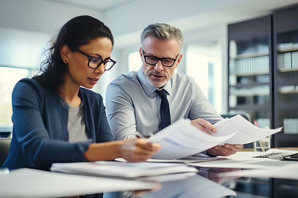 accountant working with client