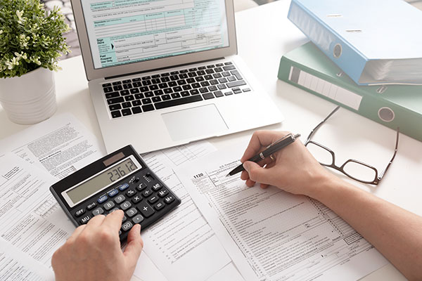 accountant working on taxes