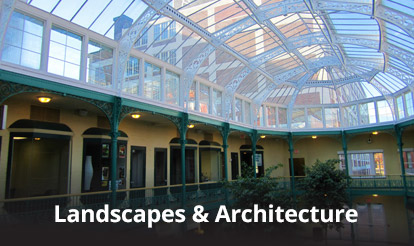 interior architecture with glass domed roof