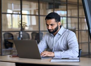 man working on a laptop