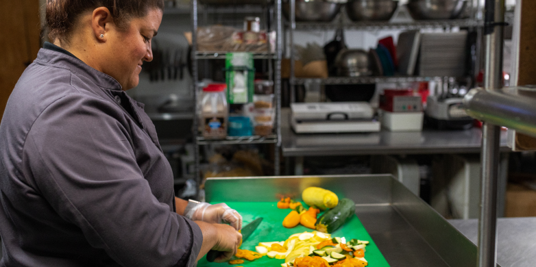 woman cutting vegatables